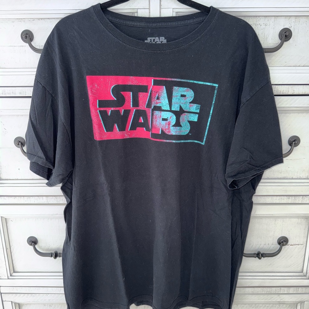 Star Wars Black Tee with Pink and Blue Logo